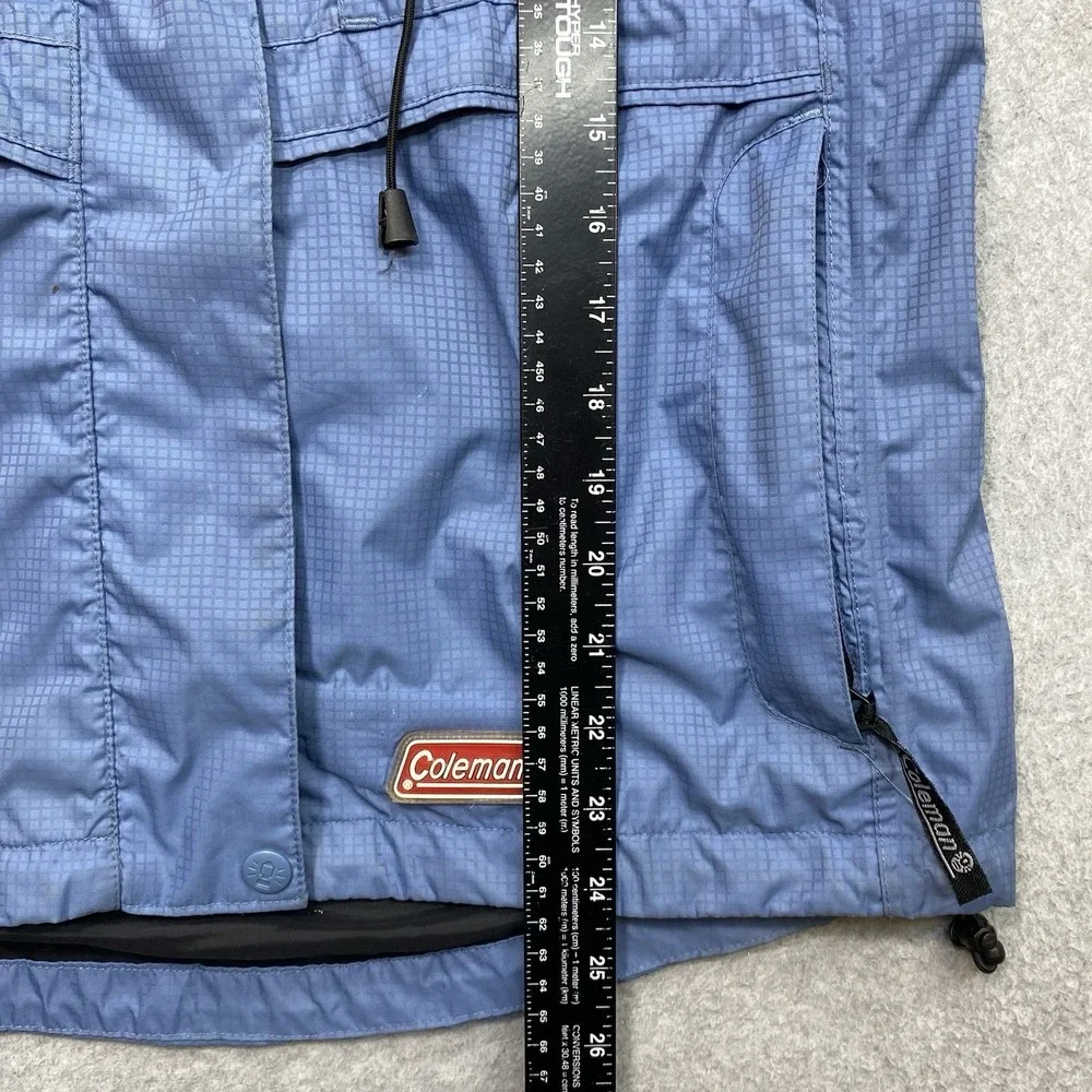 Coleman Blue‎ Hydra Tech Packable Jacket Unisex Sz M Hooded Zip-Up Distressed